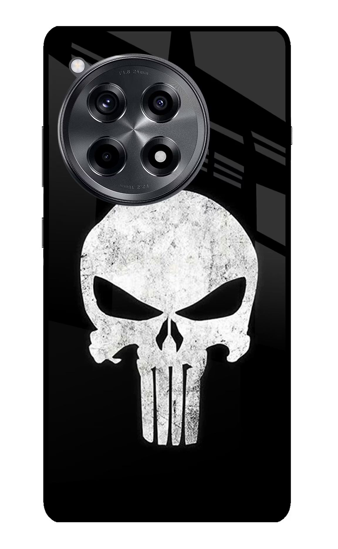 Punisher Skull OnePlus 12R Glass Case Back Cover by Casekaro