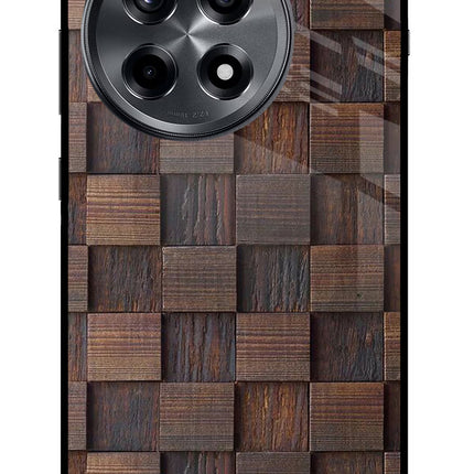 Wooden Cube Design OnePlus 12R Glass Case
