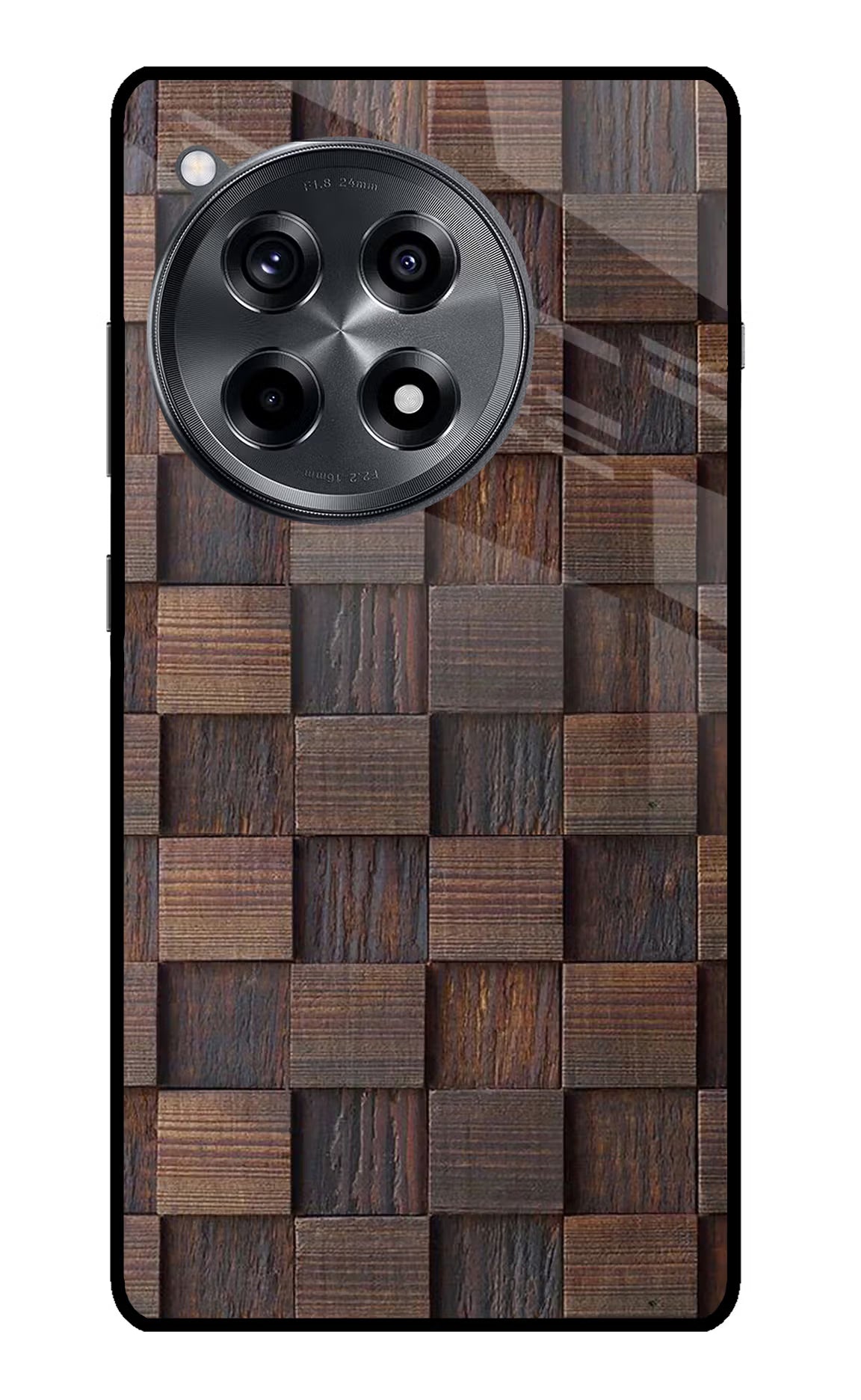 Wooden Cube Design OnePlus 12R Glass Case Back Cover by Casekaro