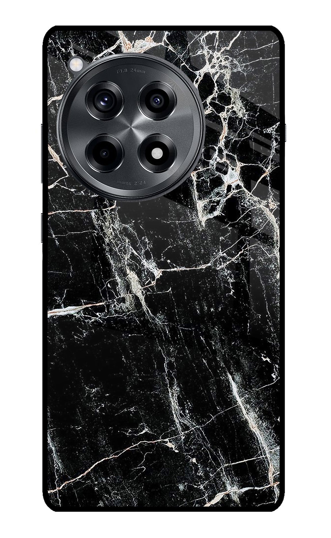 Black Marble Texture OnePlus 12R Glass Case