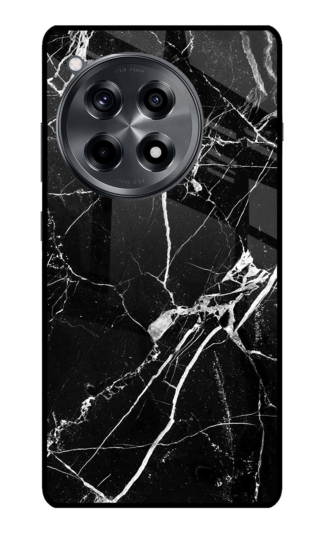 Black Marble Pattern OnePlus 12R Glass Case