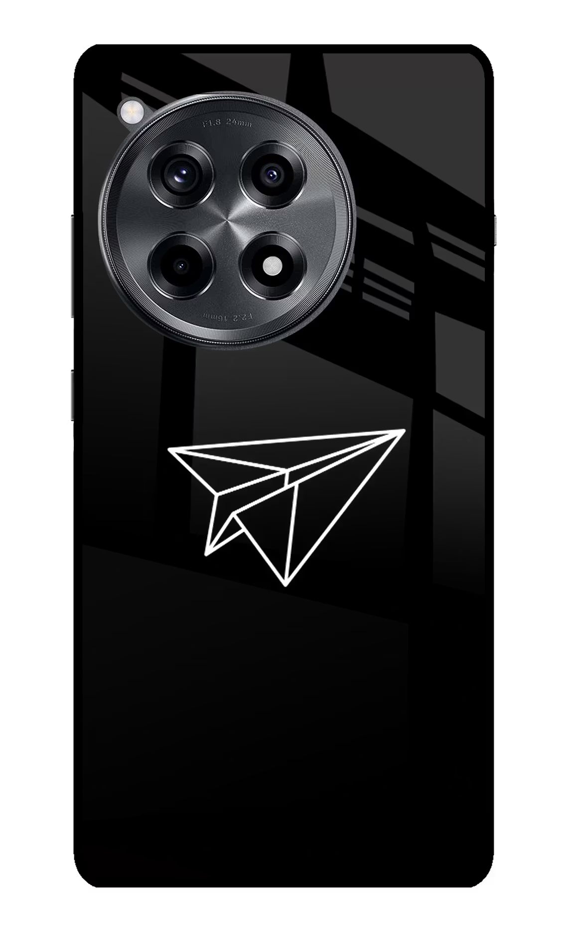 Paper Plane White OnePlus 12R Glass Case Back Cover by Casekaro