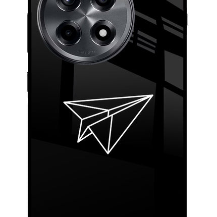 Paper Plane White OnePlus 12R Glass Case Back Cover by Casekaro