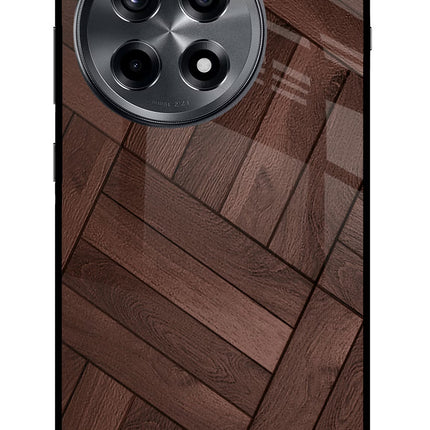 Wooden Texture Design OnePlus 12R Glass Case Back Cover by Casekaro