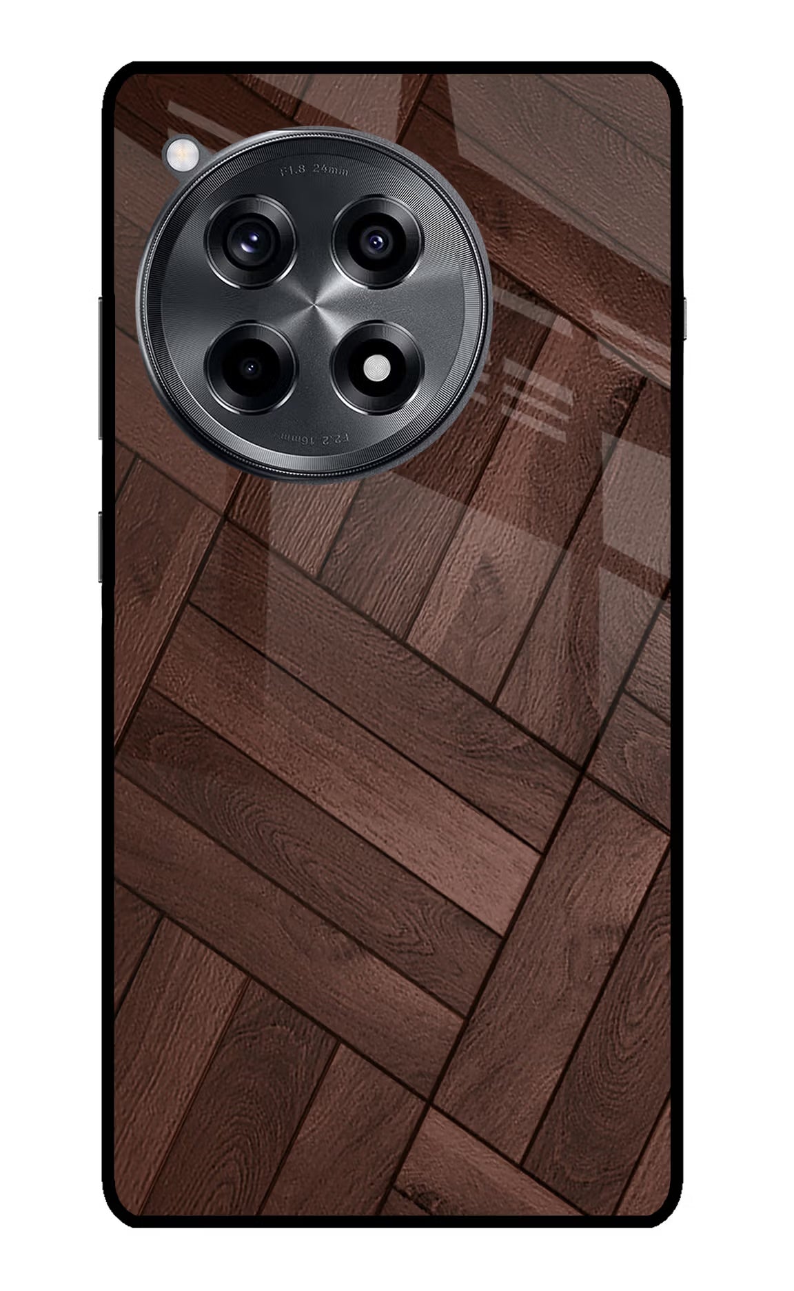 Wooden Texture Design OnePlus 12R Glass Case Back Cover by Casekaro