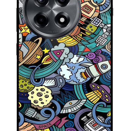 Space Abstract OnePlus 12R Glass Case Back Cover by Casekaro