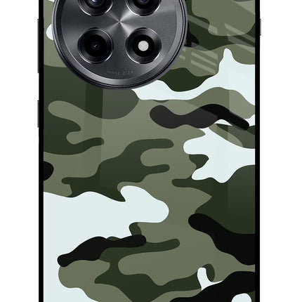 Camouflage OnePlus 12R Glass Case Back Cover by Casekaro
