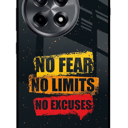 No Fear No Limits No Excuse OnePlus 12R Glass Case Back Cover by Casekaro