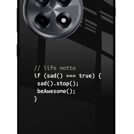 Life Motto Code OnePlus 12R Glass Case Back Cover by Casekaro