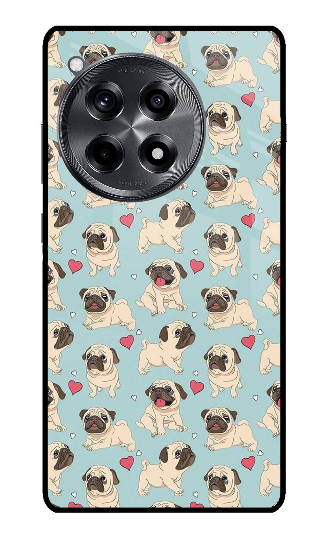 Pug Dog OnePlus 12R Glass Case Back Cover by Casekaro