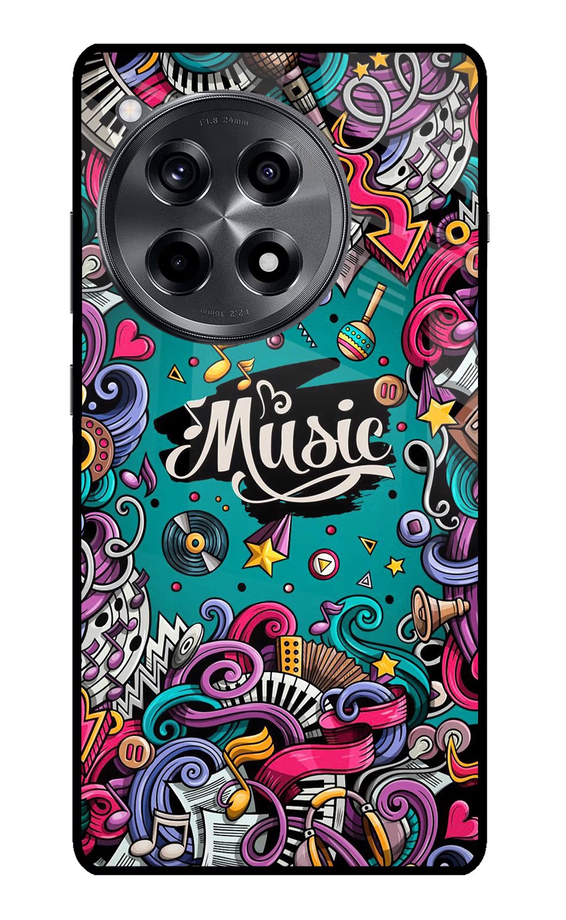 Music Graffiti OnePlus 12R Glass Case Back Cover by Casekaro