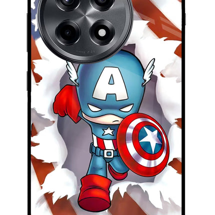 Captain America OnePlus 12R Glass Case Back Cover by Casekaro