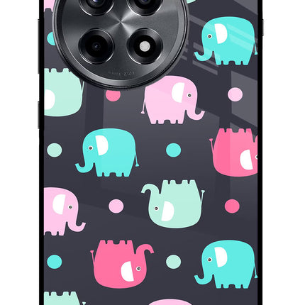Elephants OnePlus 12R Glass Case Back Cover by Casekaro