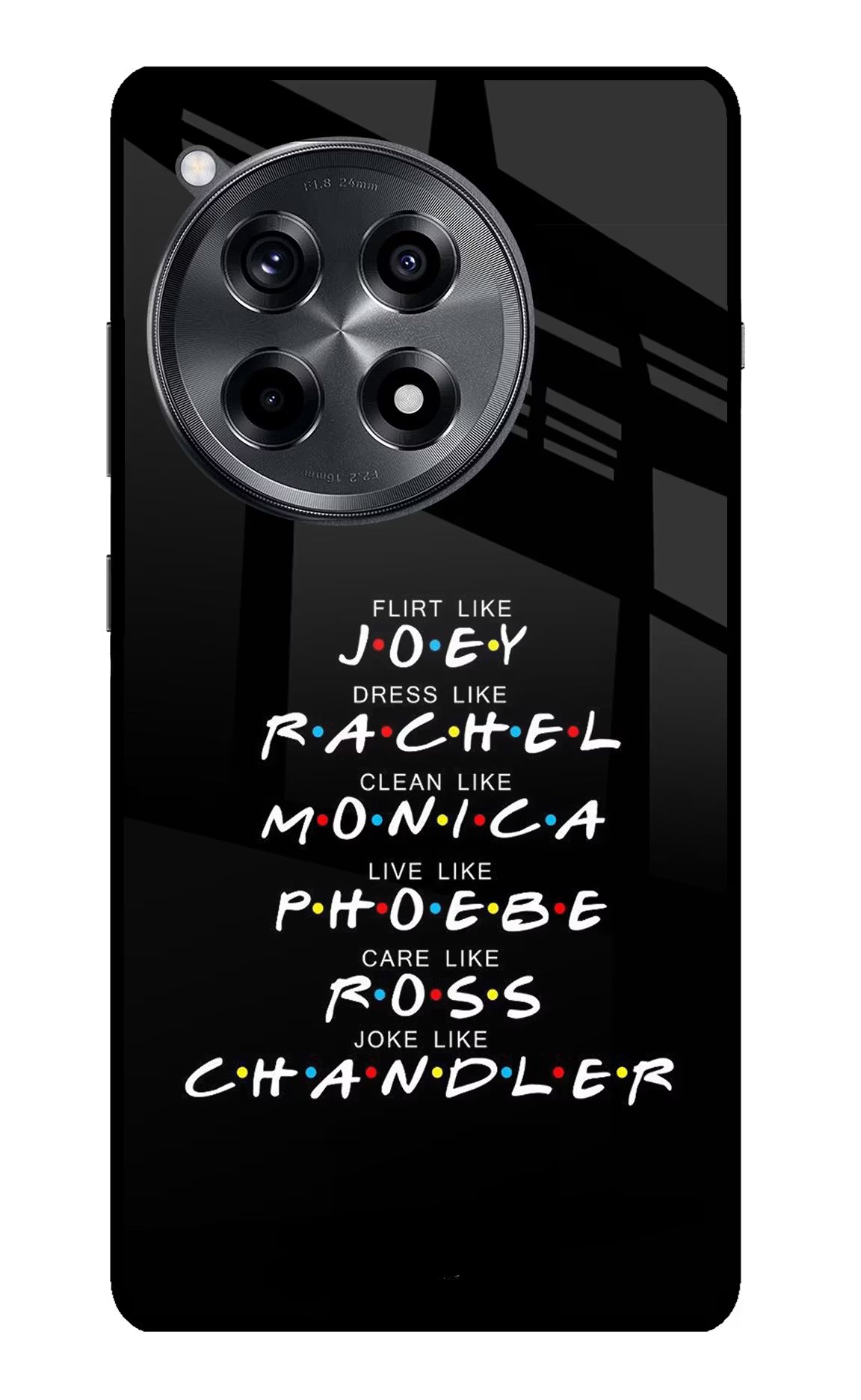 FRIENDS Character OnePlus 12R Glass Case Back Cover by Casekaro