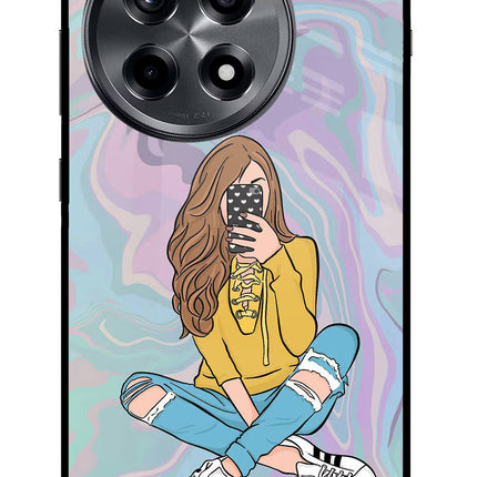 Selfie Girl OnePlus 12R Glass Case Back Cover by Casekaro