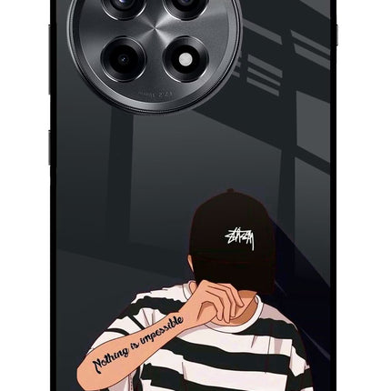 Aesthetic Boy OnePlus 12R Glass Case Back Cover by Casekaro