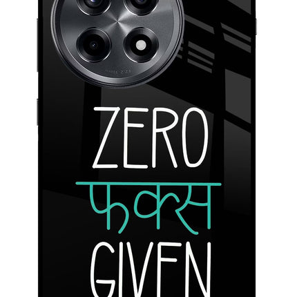 Zero Fucks Given OnePlus 12R Glass Case Back Cover by Casekaro