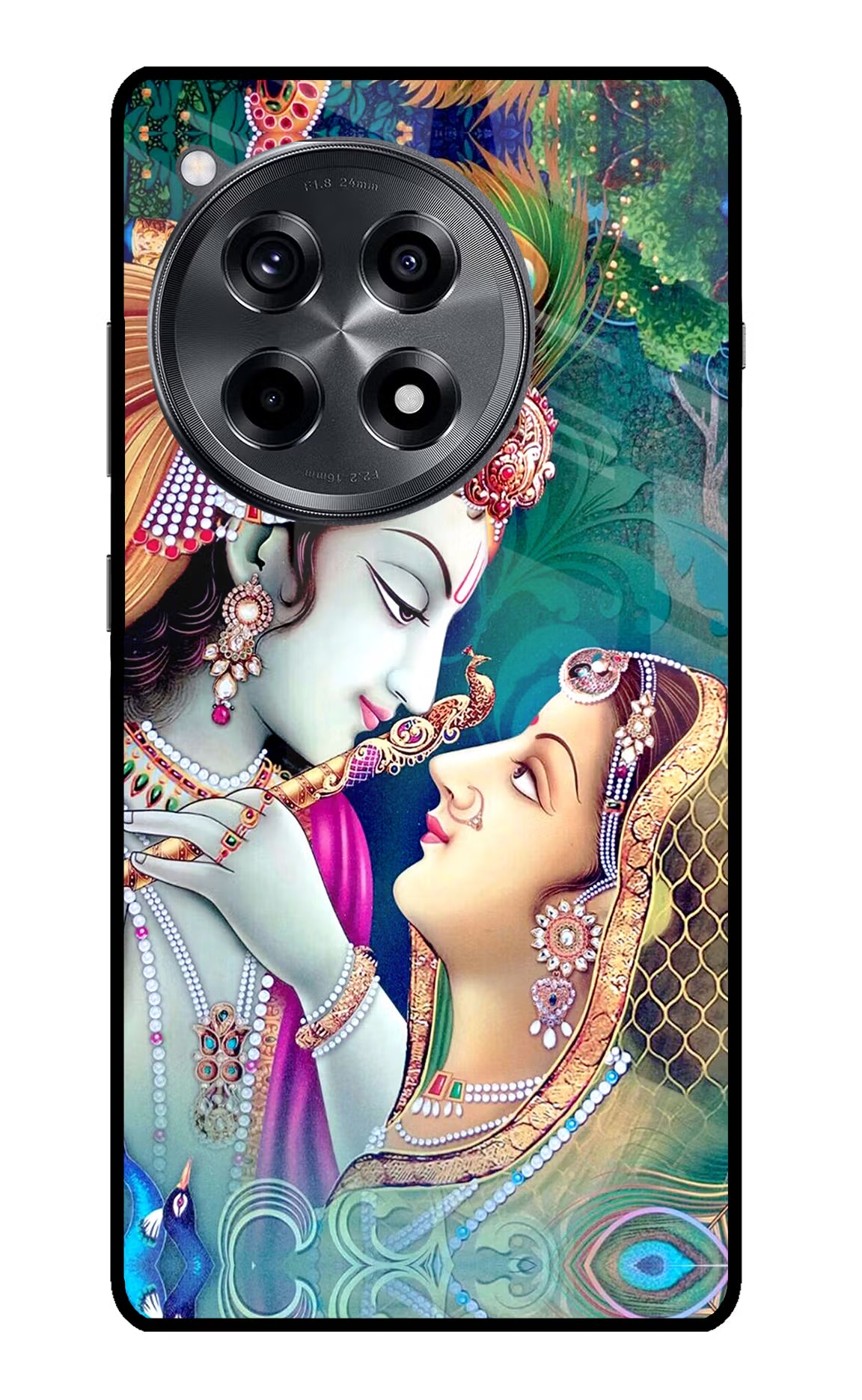 Lord Radha Krishna OnePlus 12R Glass Case Back Cover by Casekaro