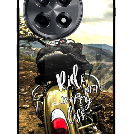 Ride More Worry Less OnePlus 12R Glass Case Back Cover by Casekaro