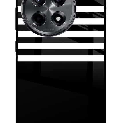 Black and White Print OnePlus 12R Glass Case Back Cover by Casekaro