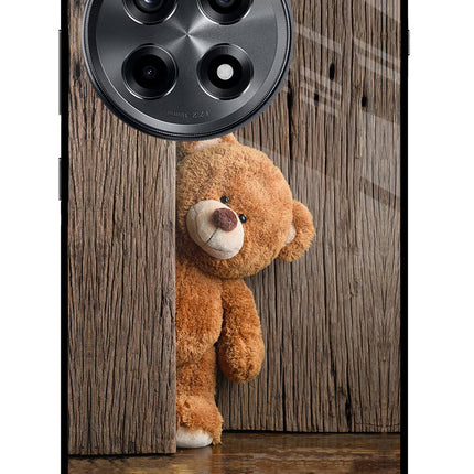 Teddy Wooden OnePlus 12R Glass Case Back Cover by Casekaro