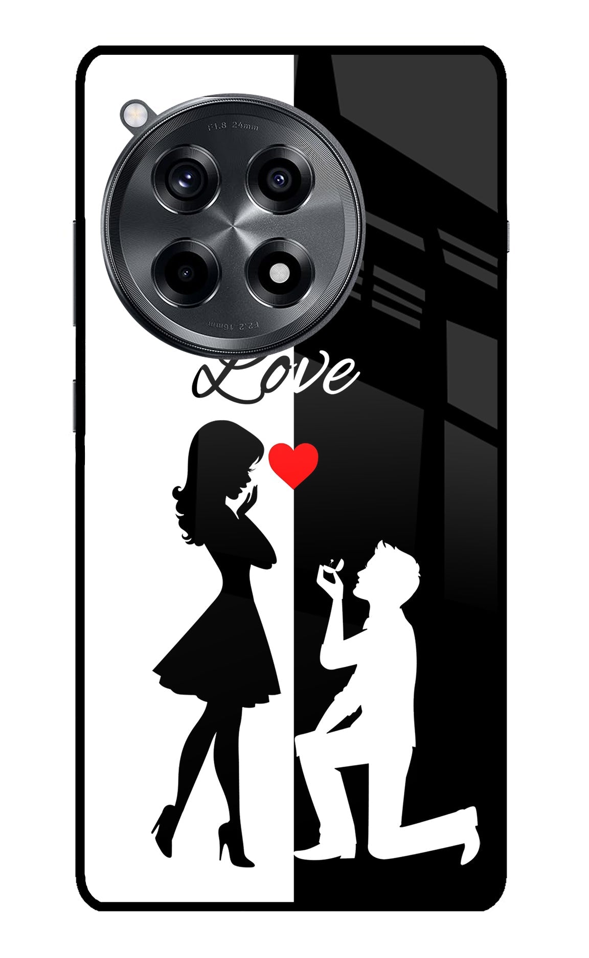 Love Propose Black And White OnePlus 12R Glass Case