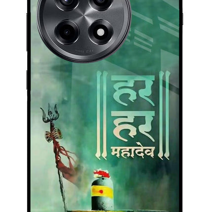 Har Har Mahadev Shivling OnePlus 12R Glass Case Back Cover by Casekaro