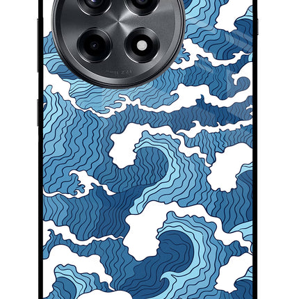 Blue Waves OnePlus 12R Glass Case Back Cover by Casekaro