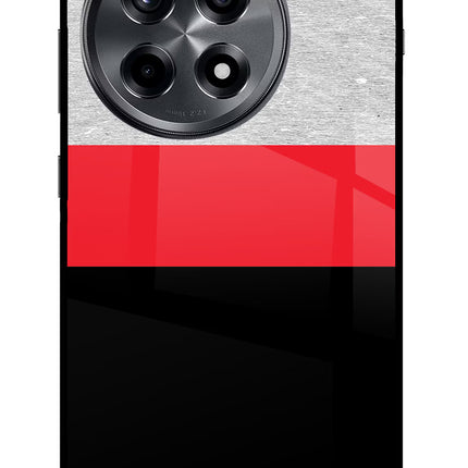 Tri Color Pattern OnePlus 12R Glass Case Back Cover by Casekaro