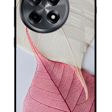 White Pink Leaf OnePlus 12R Glass Case