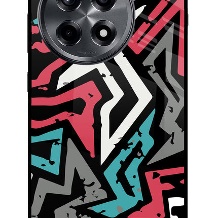 Geometric Graffiti OnePlus 12R Glass Case Back Cover by Casekaro