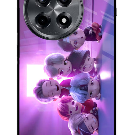 BTS Chibi OnePlus 12R Glass Case Back Cover by Casekaro