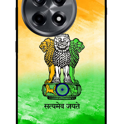 Satyamev Jayate Flag OnePlus 12R Glass Case Back Cover by Casekaro