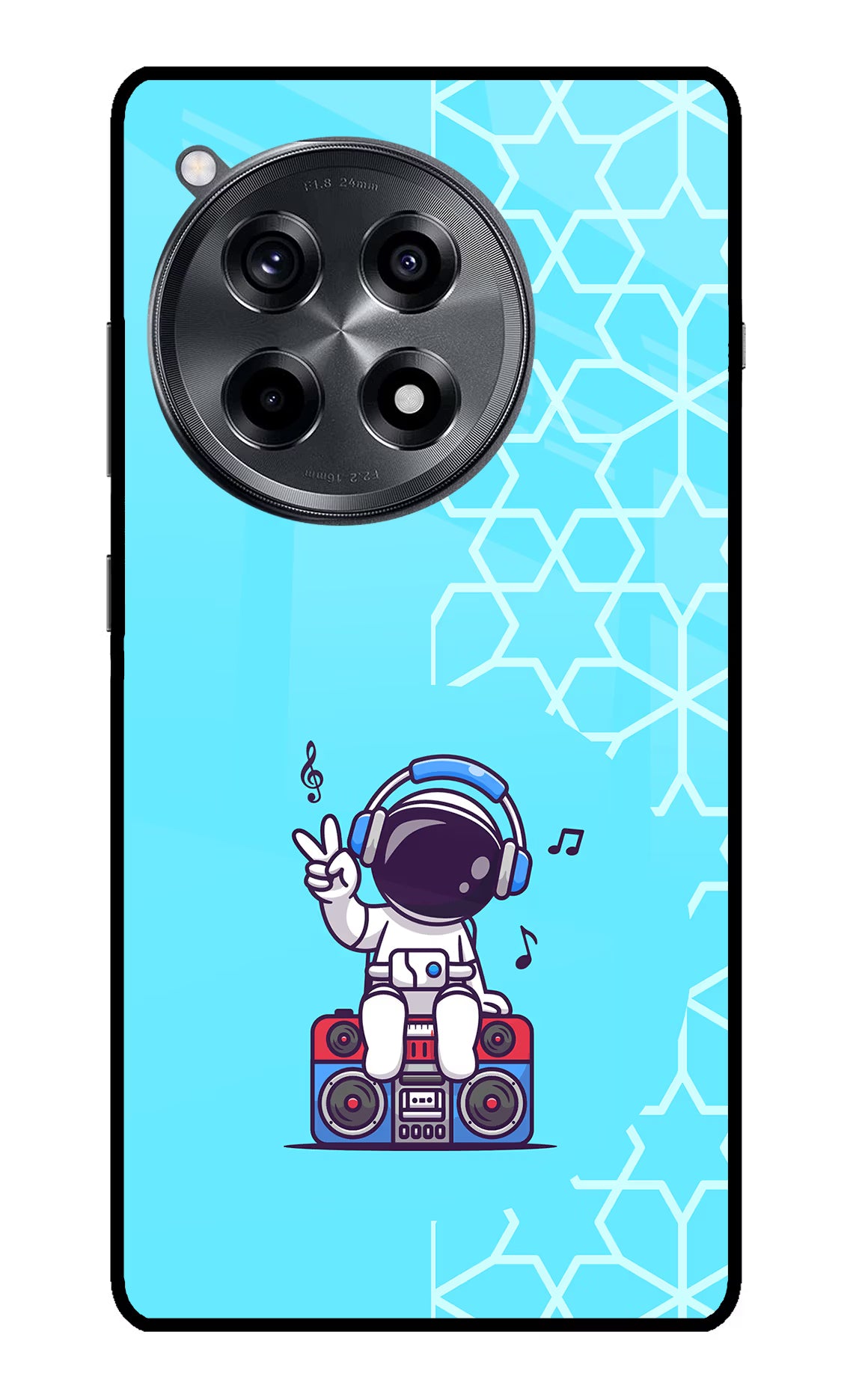 Cute Astronaut Chilling OnePlus 12R Glass Case Back Cover by Casekaro