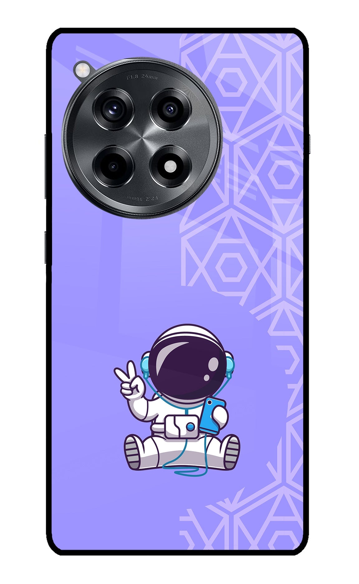 Cute Astronaut Chilling OnePlus 12R Glass Case