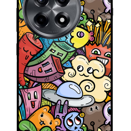 Veggie Doodle OnePlus 12R Glass Case Back Cover by Casekaro