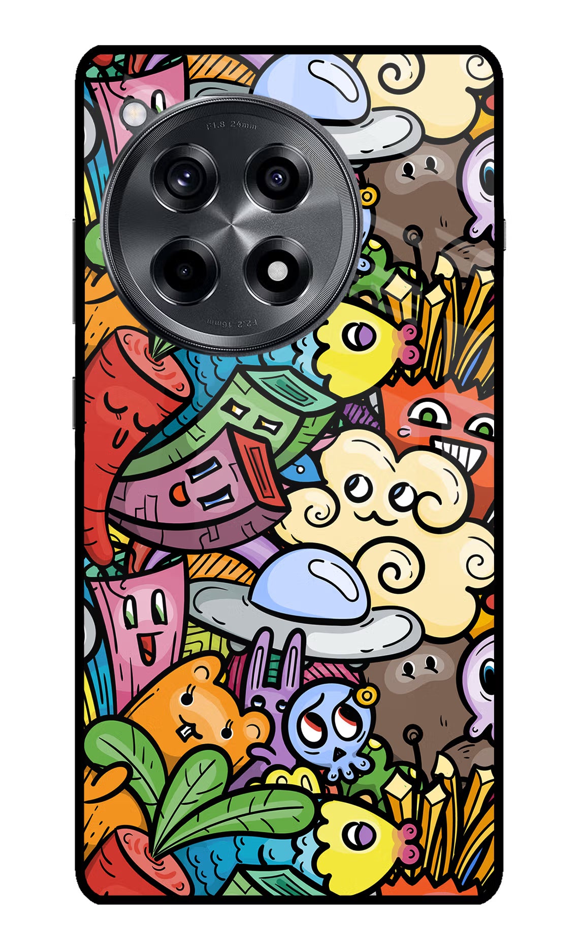 Veggie Doodle OnePlus 12R Glass Case Back Cover by Casekaro