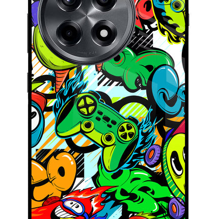 Game Doodle OnePlus 12R Glass Case Back Cover by Casekaro