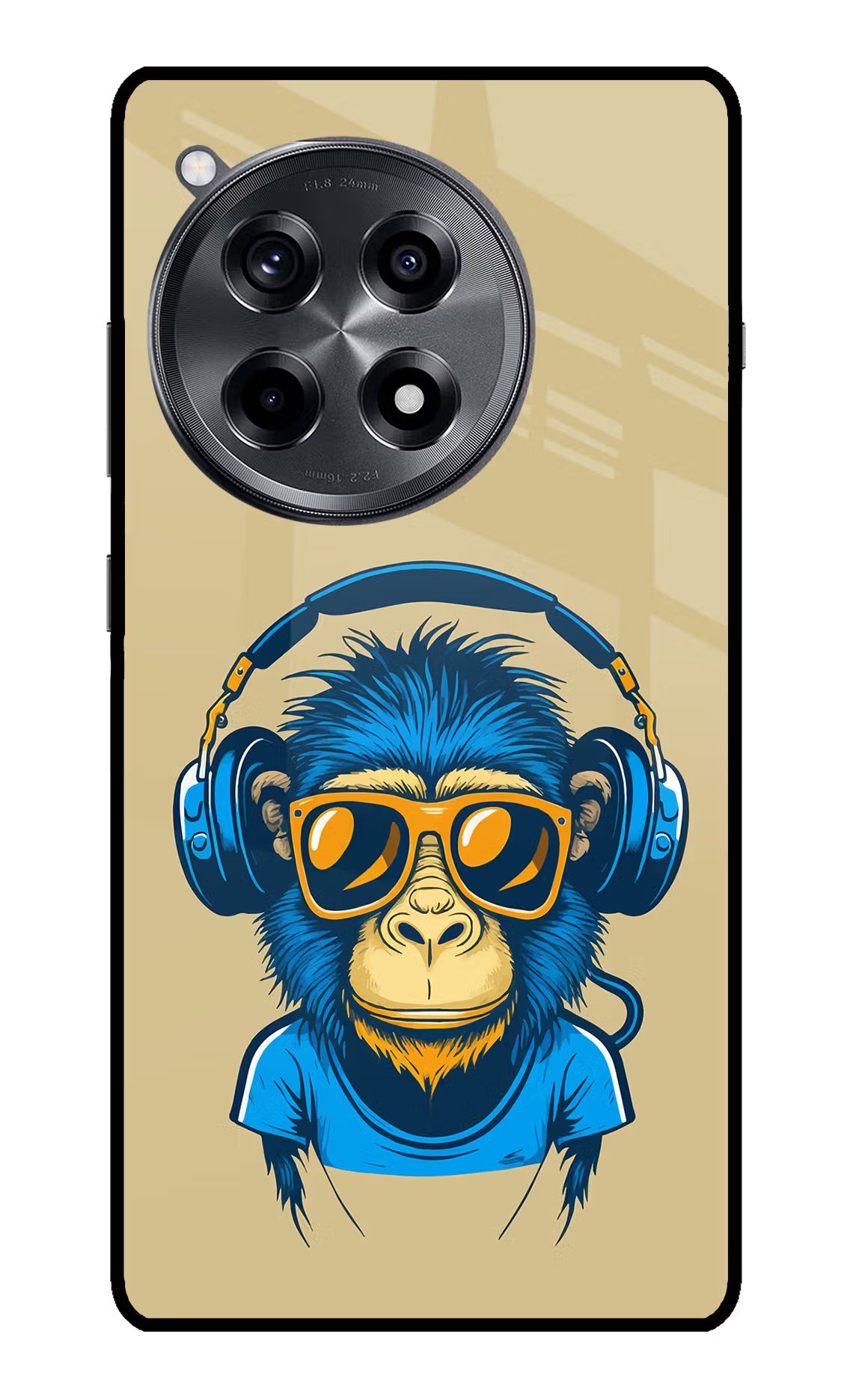 Monkey Headphone OnePlus 12R Glass Case Back Cover by Casekaro