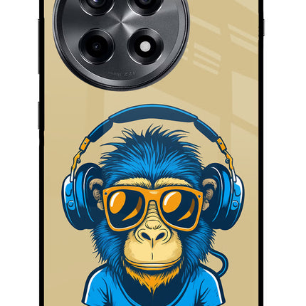 Monkey Headphone OnePlus 12R Glass Case Back Cover by Casekaro