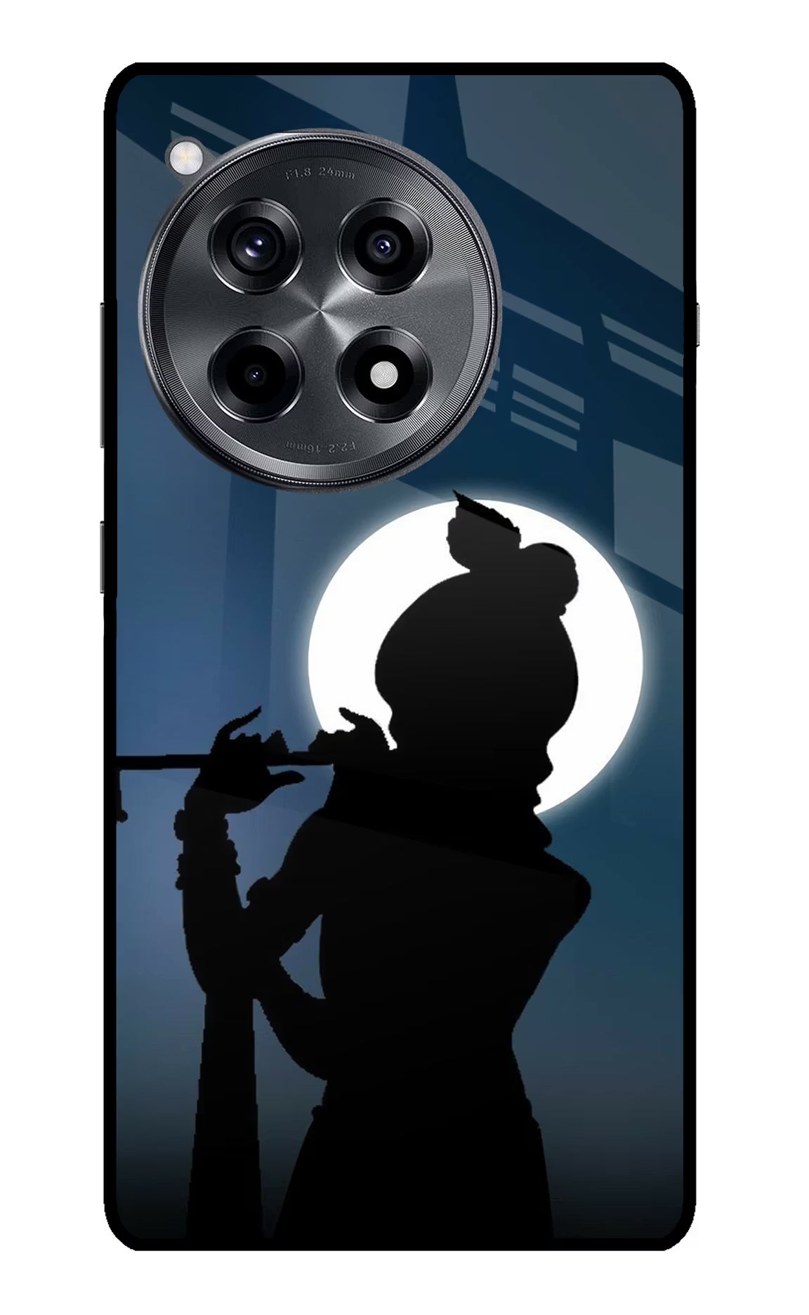 Shri Krishna Silhouette OnePlus 12R Glass Case Back Cover by Casekaro