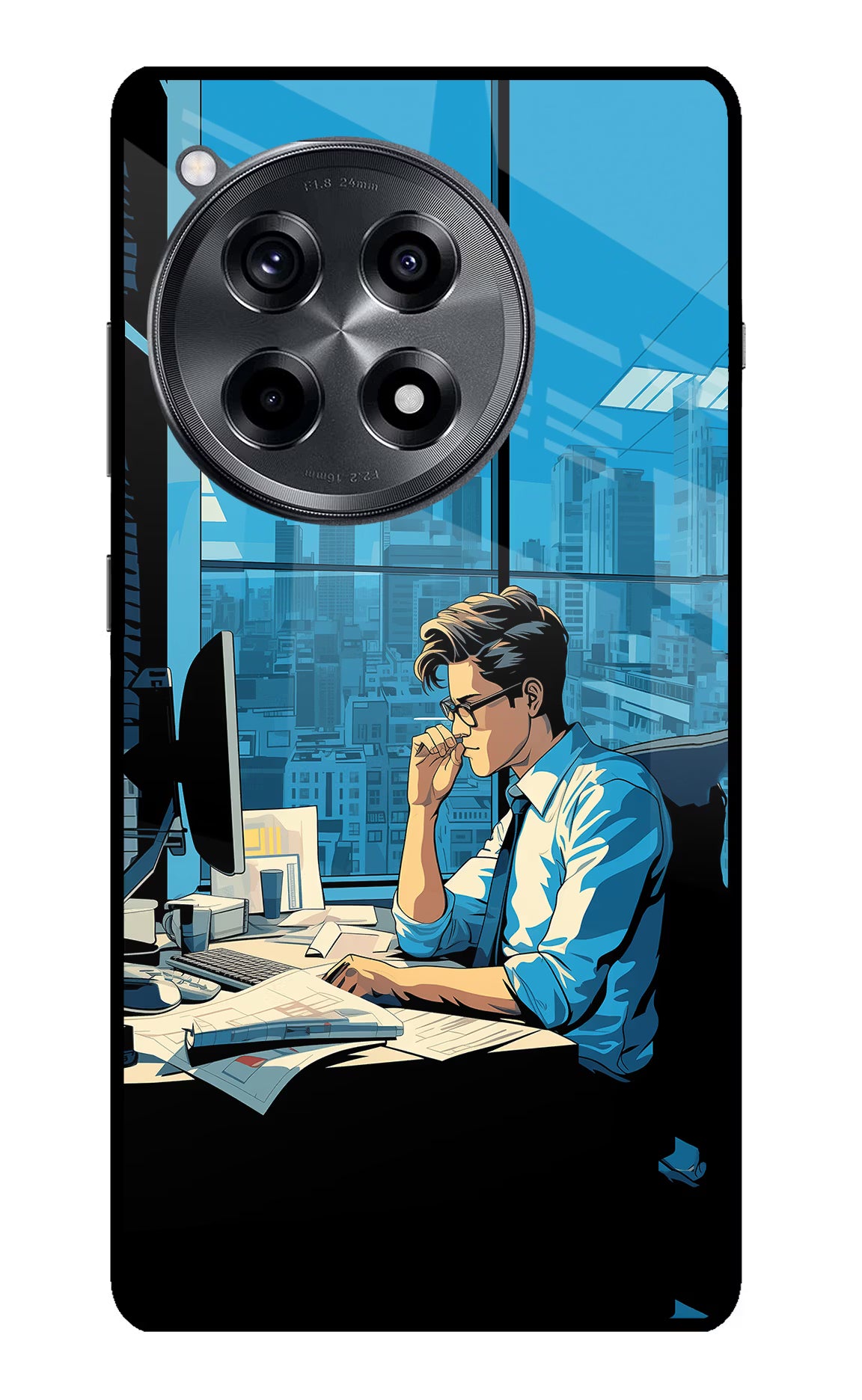 Focused Hustler (AI Generated) OnePlus 12R Glass Case Back Cover by Casekaro