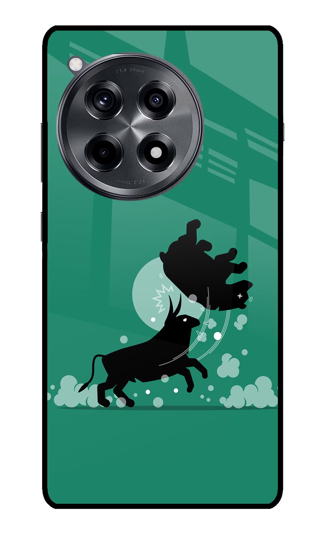 Bull Conqueror OnePlus 12R Glass Case Back Cover by Casekaro