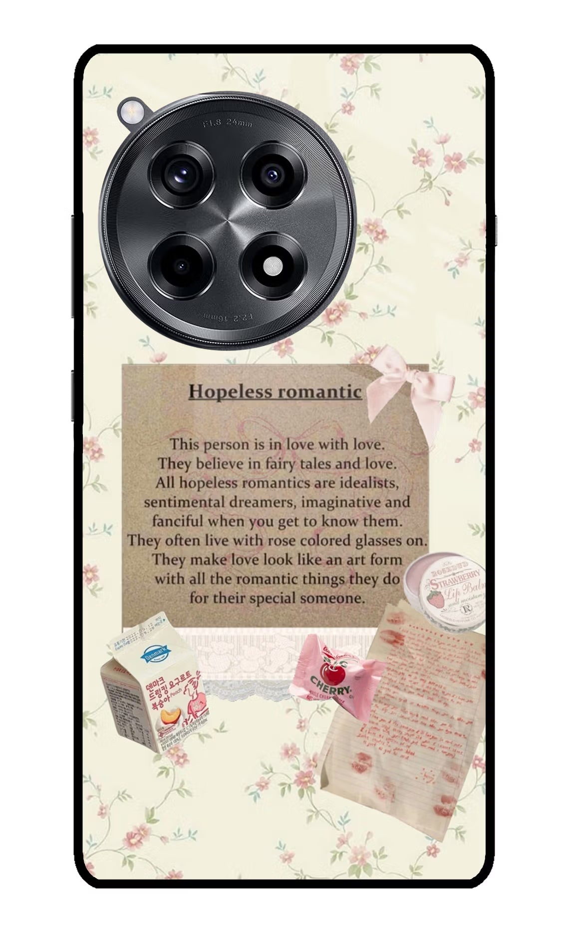 Hopeless Romantic OnePlus 12R Glass Case Back Cover by Casekaro