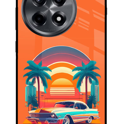 Palm Drive 80s OnePlus 12R Glass Case Back Cover by Casekaro