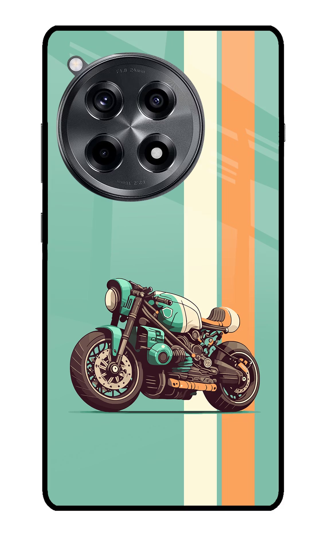 Striped Moto Drift OnePlus 12R Glass Case Back Cover by Casekaro