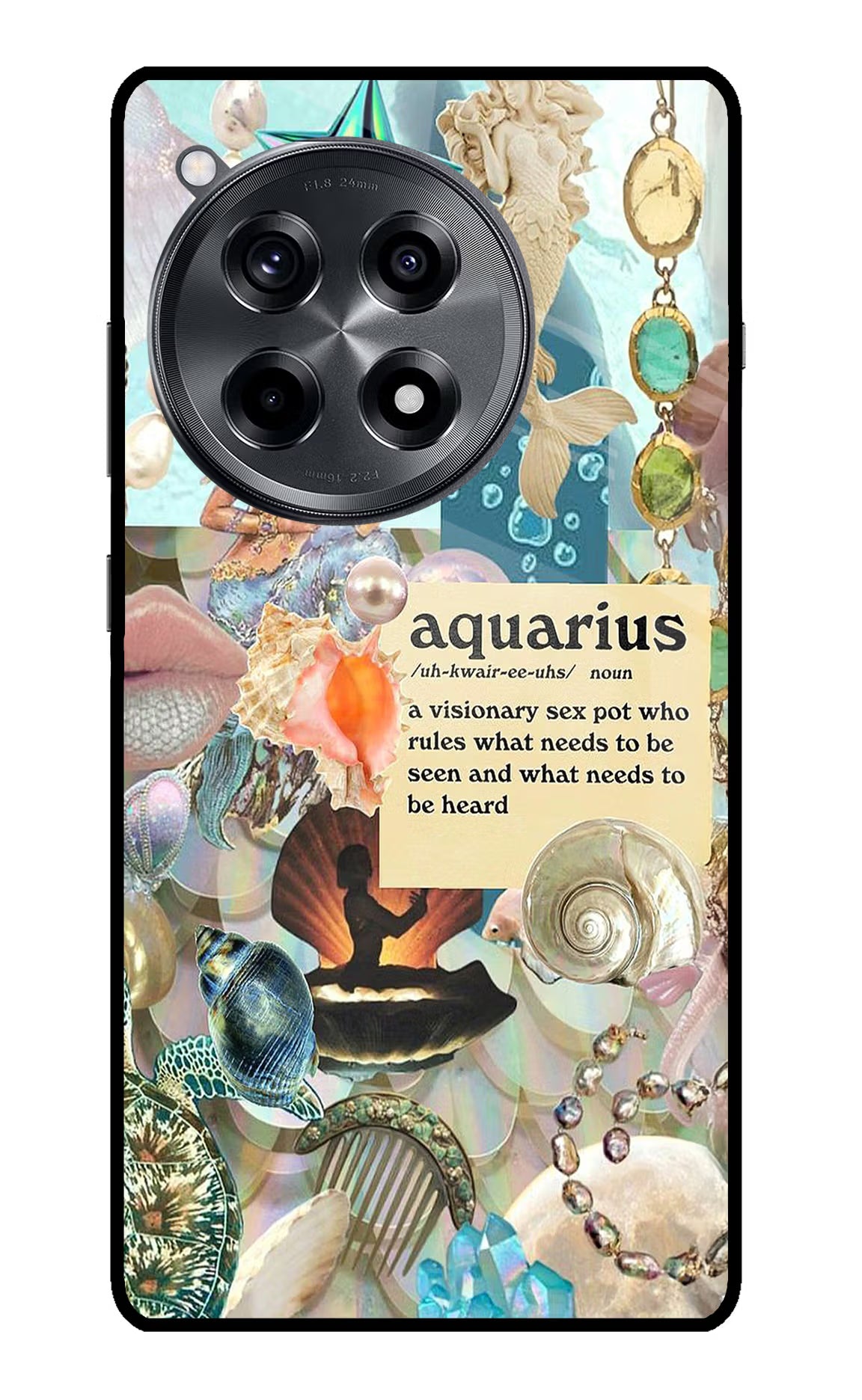 Aquarius Zodiac OnePlus 12R Glass Case Back Cover by Casekaro