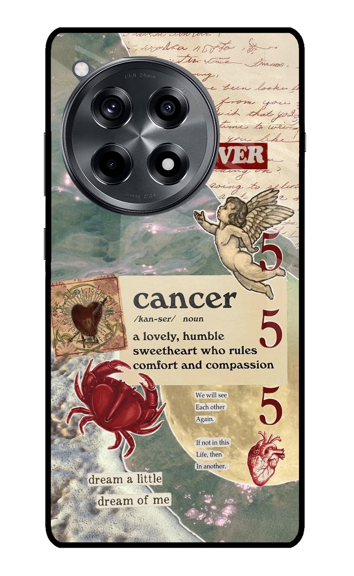 Cancer Zodiac OnePlus 12R Glass Case Back Cover by Casekaro
