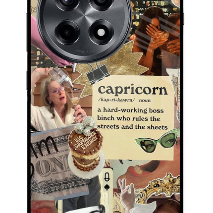 Capricorn Zodiac OnePlus 12R Glass Case Back Cover by Casekaro