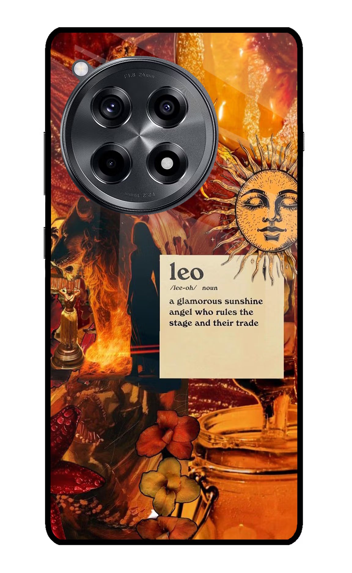 Leo Zodiac OnePlus 12R Glass Case Back Cover by Casekaro